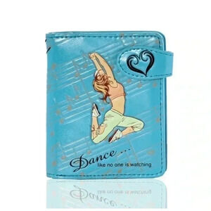 Shagwear Dance Inspirational Pattern  Zipper WMN Wallet, Blue Faux Leather